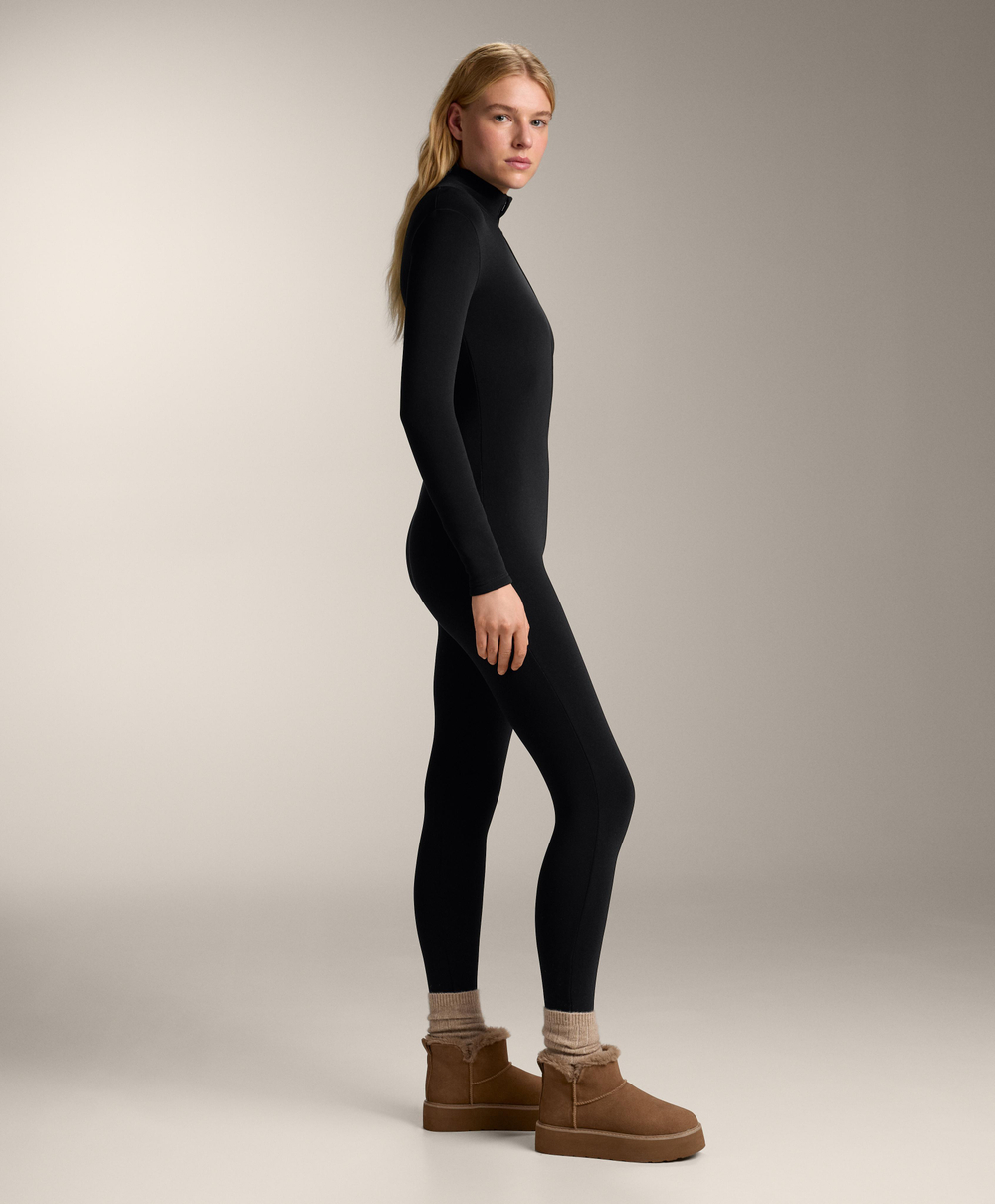 Oysho Теплый длинный комбинезон, черный