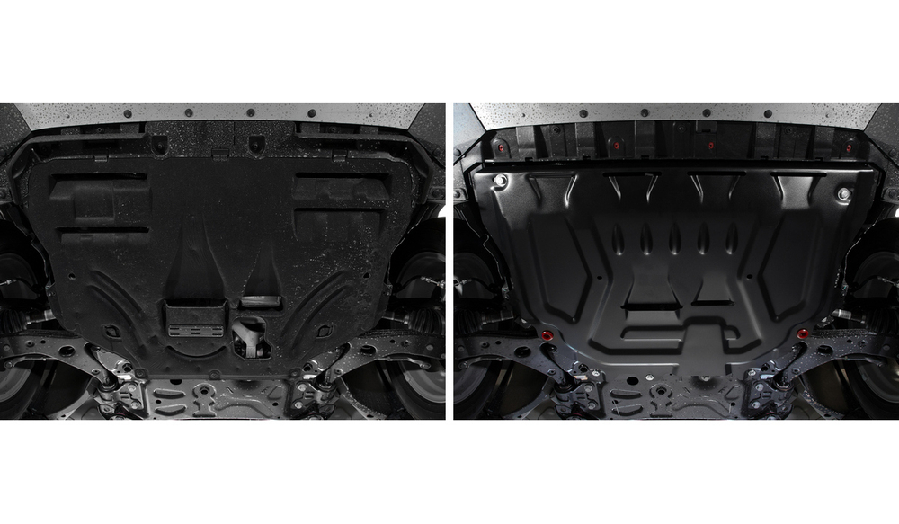 Защита картера и КПП АвтоБроня для Ford Kuga II (V - 1.6; 2.5) 2013-2017/Ford Kuga II рестайлинг (V - 1.5 Ecoboost (150 л.с.); 2.5) 2016-2019, штампованная, сталь 1.8 мм, с крепежом, 111.01873.1