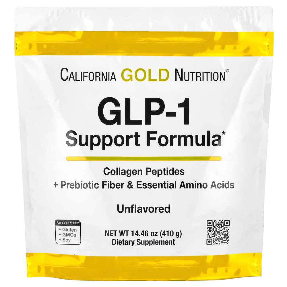 California Gold Nutrition, добавка для поддержания уровня ГПП-1 с пептидами коллагена, пребиотической клетчаткой и незаменимыми аминокислотами, с нейтральным вкусом, 410 г (14,46 унции)