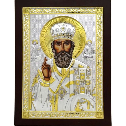 Николай Чудотворец. Икона в серебре.
