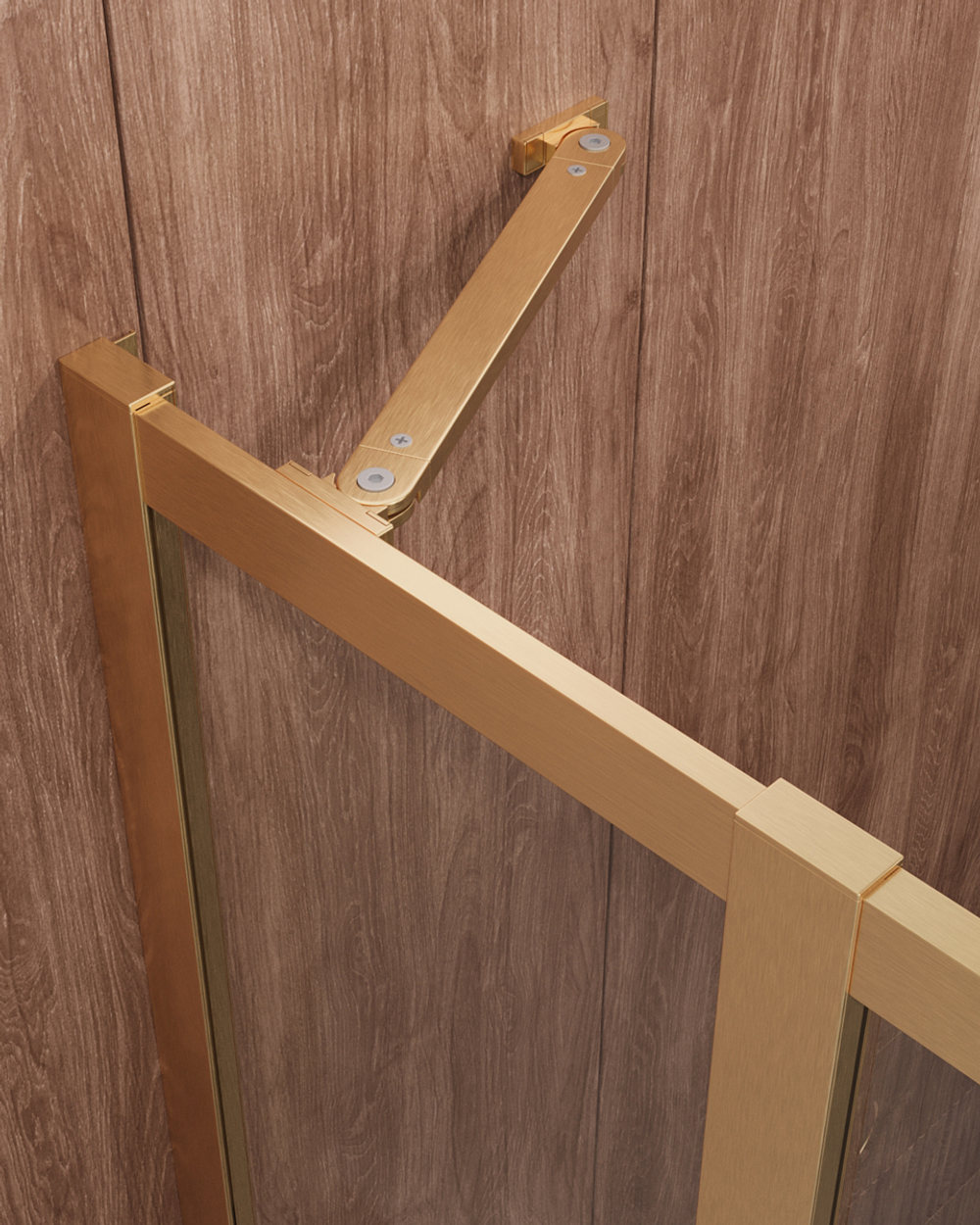 Душевой уголок Cezares MOLVENO-R-22-100+30-C-BORO-IV, 130х130х195, профиль брашированное золото, прозрачное стекло