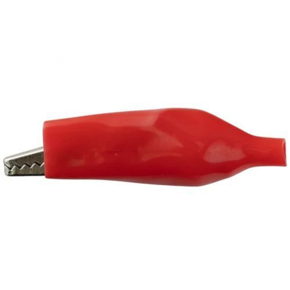 Зажим крокодил для проводов изолированный 44мм (Красный) - 10шт