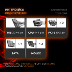 Блок питания ATX TESLA C800, 800W, 80+, Bulk, 1x4+4pin, 2x6+2PIN, 4xSATA, 2xMOLEX (TS-C800)