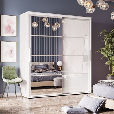 Шкаф-купе 1,96 м ясень белый