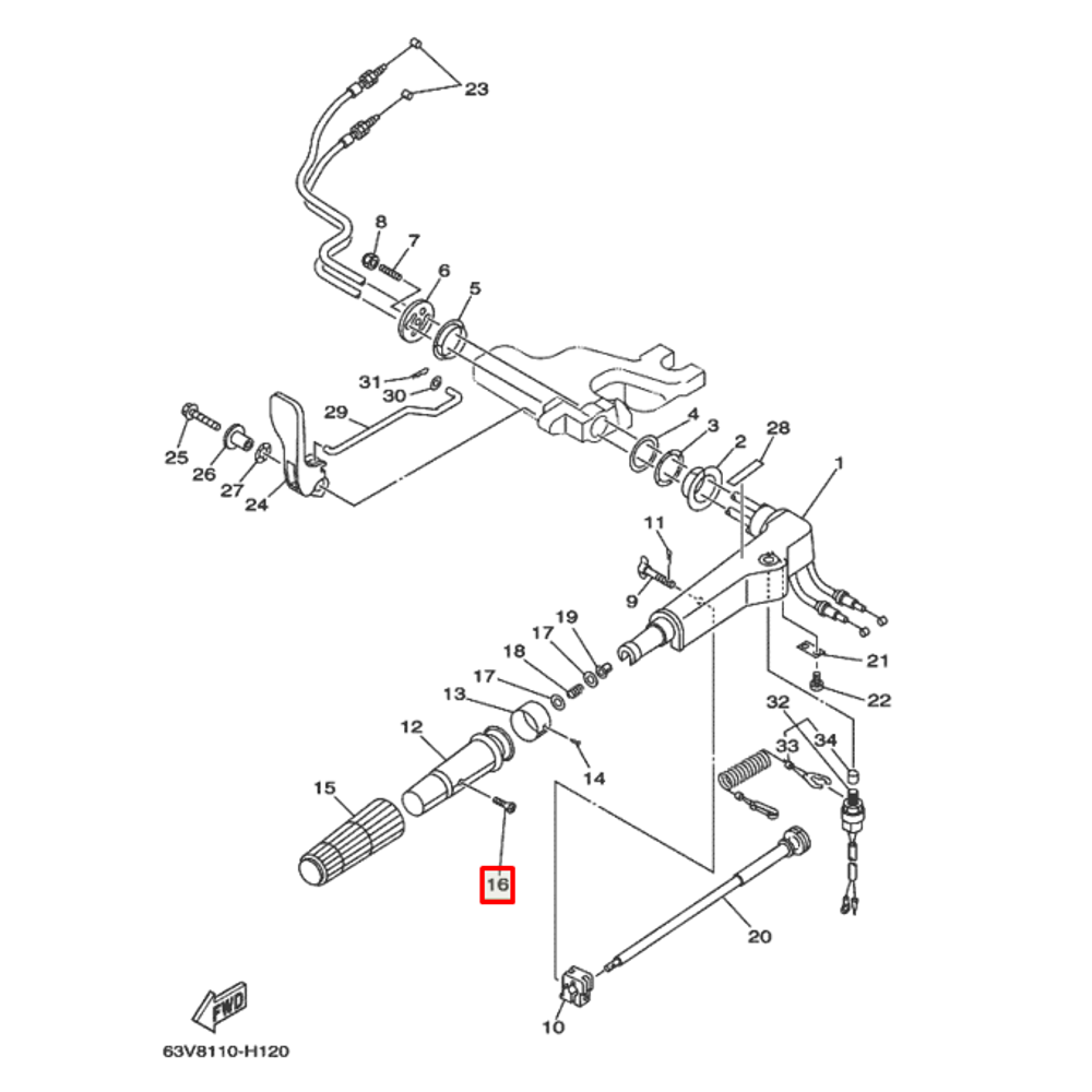 Винт ручки румпеля Yamaha (YUELANG)