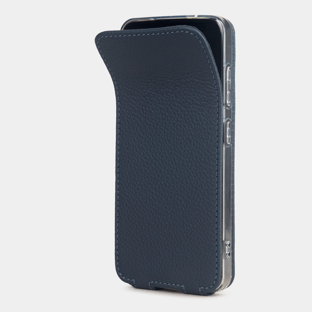 Чехол для Samsung Galaxy S24 из натуральной кожи теленка, синего цвета