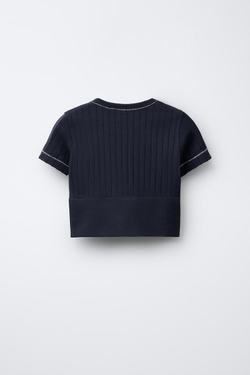 ZARA БЕСШОВНАЯ ФУТБОЛКА ДЛЯ СПОРТА С БЛЕСТЯЩЕЙ ОТДЕЛКОЙ, СИНИЙ