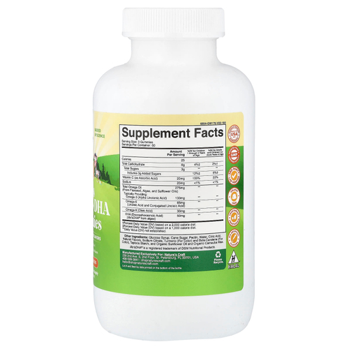 Nature's Craft, Жевательные таблетки с омега и ДГК для детей, лимон и апельсин, 180 жевательных таблеток