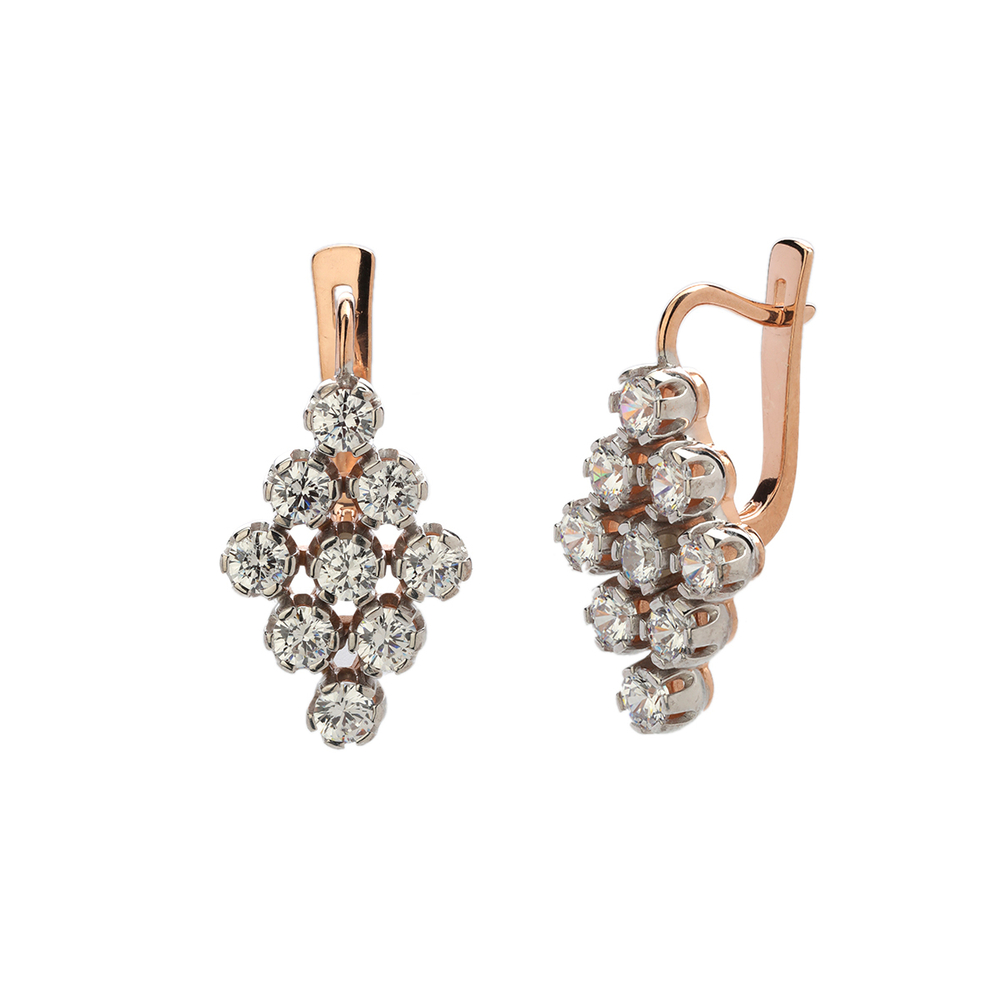Серьги с фианитом из серебра 925 пробы JA-S-513897РА