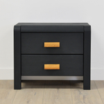 Тумба прикроватная Мадейра 2 ящика из массива сосны, серая, на ножках