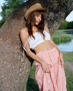 Long Tiered Skirt Pink Flower