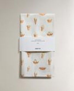 ZARA HOME НАБОР КУХОННЫХ ПОЛОТЕНЕЦ С ПРИНТОМ МОРОЖЕНОГО (2 ШТ.), ЖЕЛТЫЙ