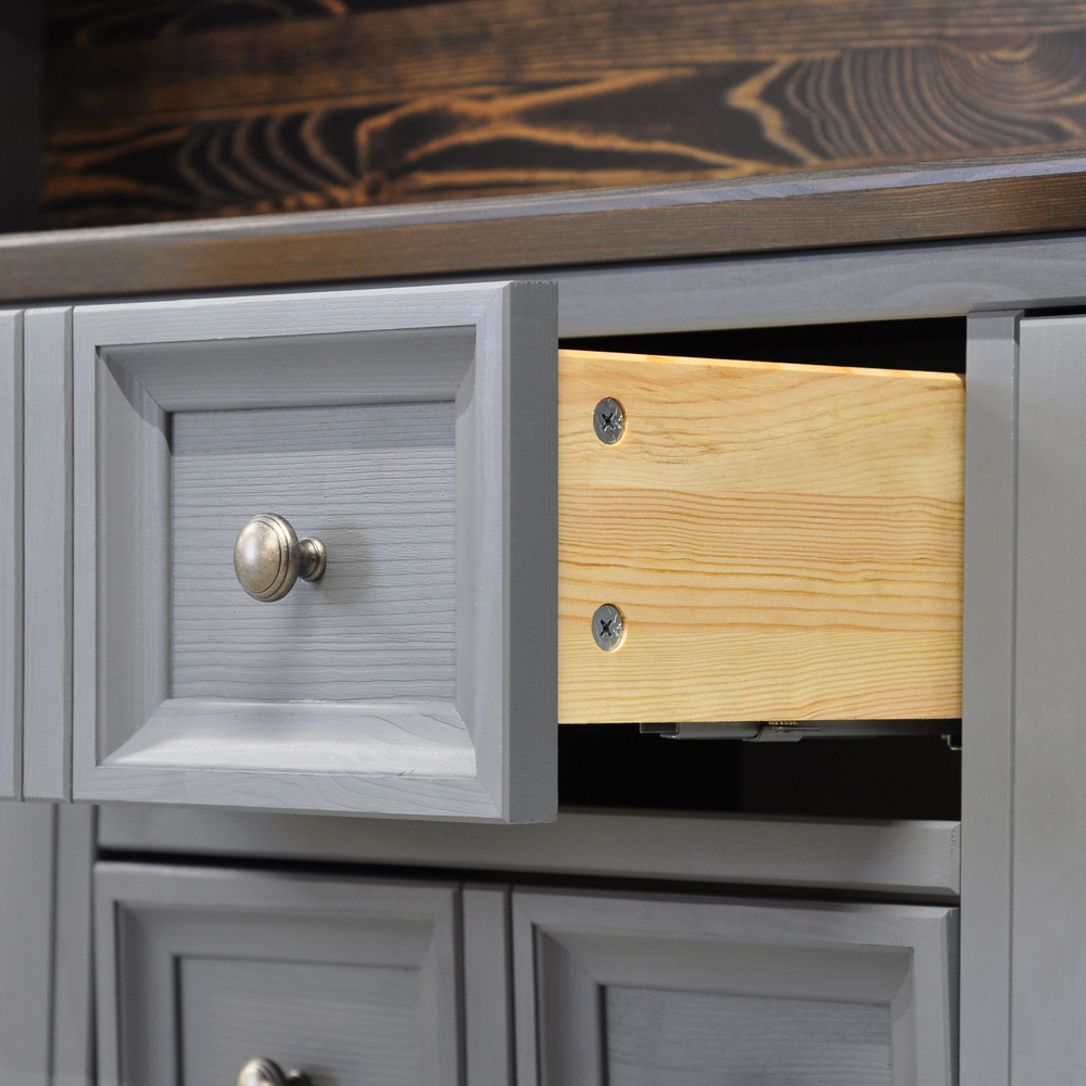 Буфет деревянный с 4 дверями Лэйквью 155х41х202 см с подсветкой, из натуральной сосны