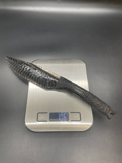 Обсидиановый клинок с рогом африканского буйвола гравировка волк 29 см