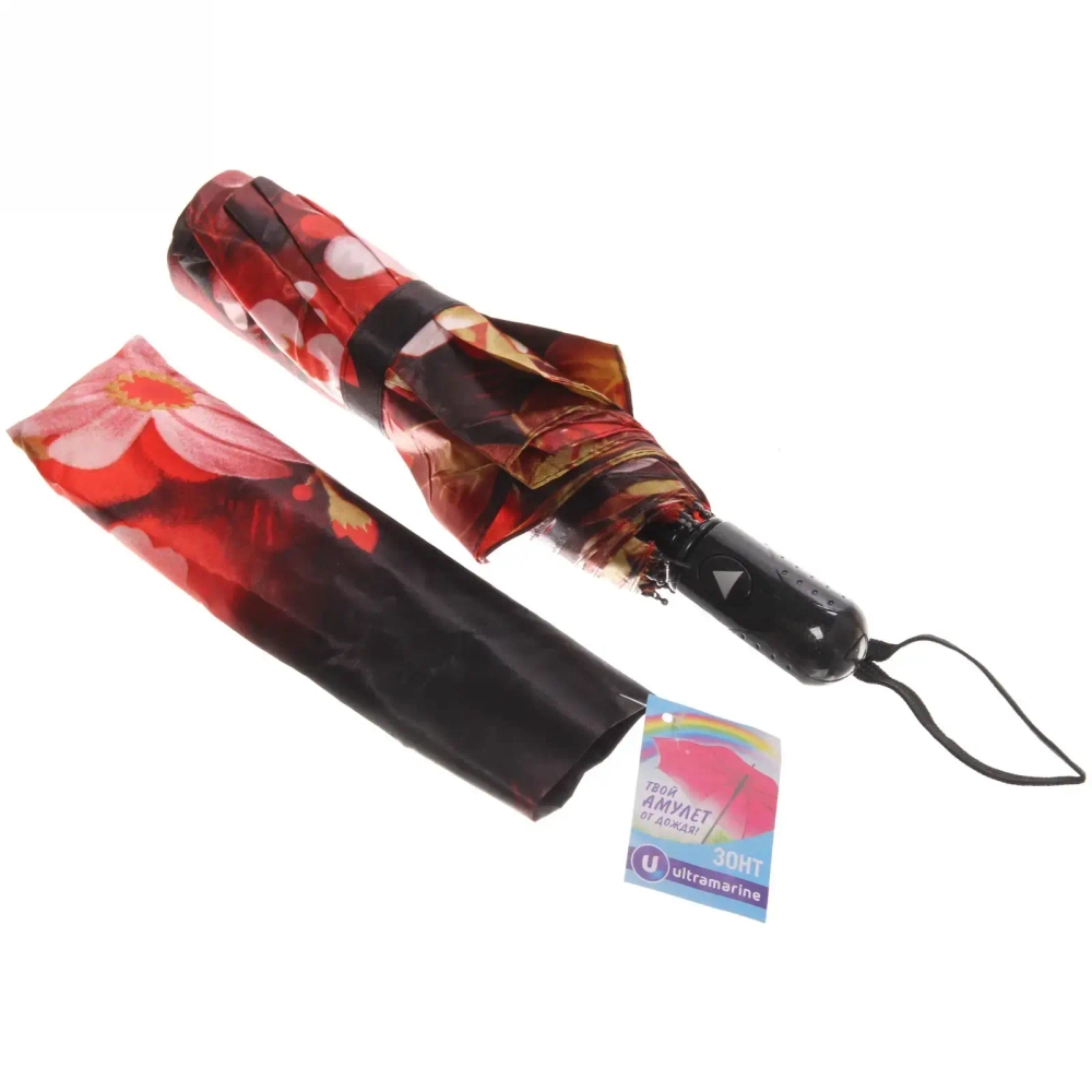 Зонт женский полуавтомат «Ultramarine - Венера», микс 6 цветов, 8 спиц, d-100см, длина в слож. виде 28см, голубые цветы