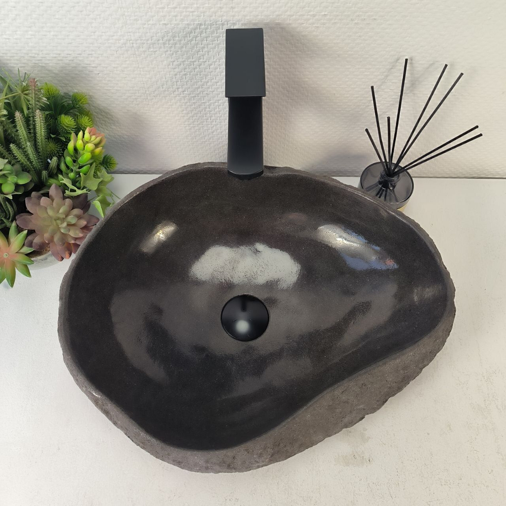 Каменная раковина из речного камня RS-05310 (47*39*15) 0861 из натурального камня