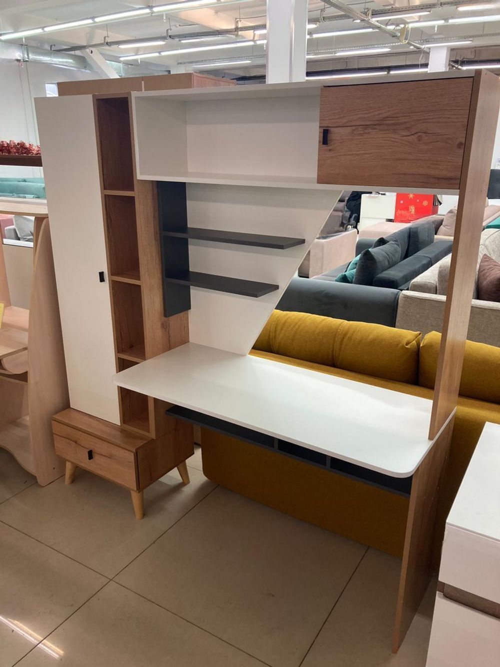 Стол с надстройкой Омега-3 дуб золотистый/антрацит