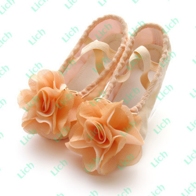 Балетки детские однотонные декорированные цветком