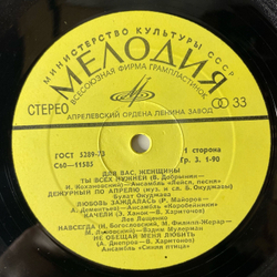 Винтажная виниловая пластинка LP Сборник Для Вас, Женщины (СССР 1978) (Мулерман, Лещенко, Мартынов и др)