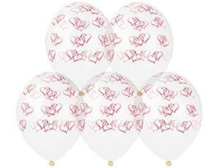 Шар (14"/36 см) Шелкография кристалл Сердца двойные кр 25 шт.
