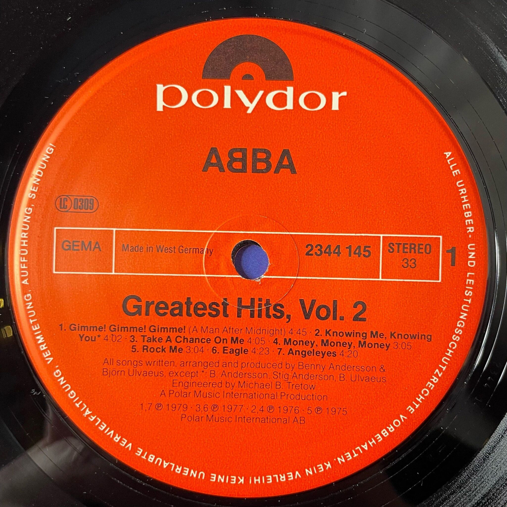 Винтажная виниловая пластинка LP ABBA АББА Greatest Hits Vol. 2 Сборник Хитов (Germany 1979)