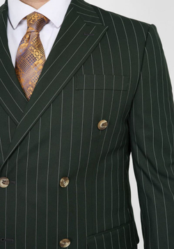 Мужской двубортный костюм (зеленый) В95