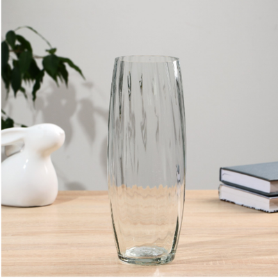 Ваза «Бочка», d=8 см, h=26 см, рифлёная, стекло, прозрачная, МИКС
