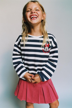 ZARA ФУТБОЛКА В ПОЛОСКУ С MINNIE MOUSE © DISNEY, СИНИЙ