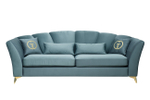 Диван Garda Decor Аннет (Annette) трехместный без мех,велюр бирюз.Colt1004, зол 250*100*95