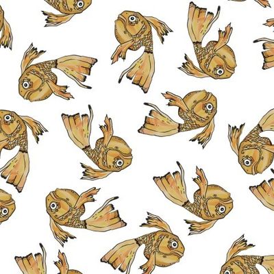 Goldfish character. Yellow golden colored. and illustration