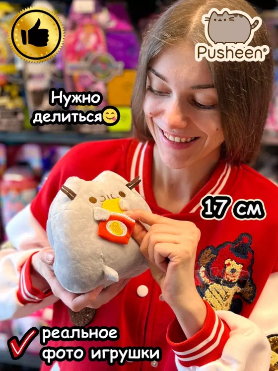 Мягкая игрушка Пушин Кот Кэт плюшевый котик с чипсами