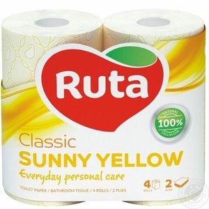 ТУАЛЕТНАЯ БУМАГА RUTA CLASSIC ЖЕЛТАЯ 2СЛ 4РУЛ