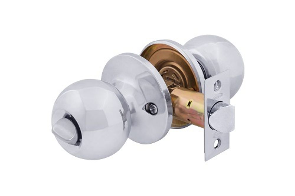 Дверная ручка для межкомнатной двери кноб ИТАРОС для межкомнатной двери с сантехнической защелкой хром CP