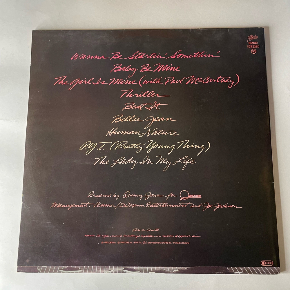 Винтажная виниловая пластинка LP Michael Jackson Thriller (Нидерланды 1982)