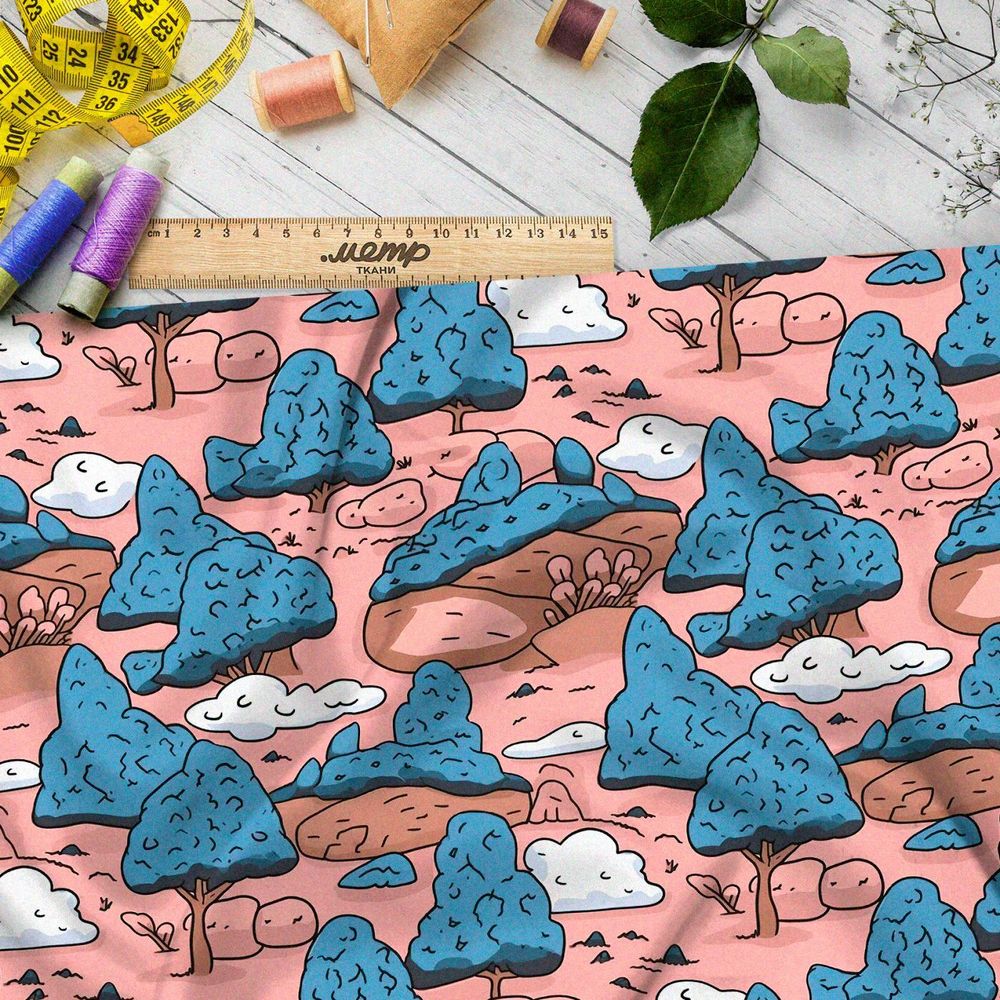 Ткань премиум мембрана мультяшный ландшафт
