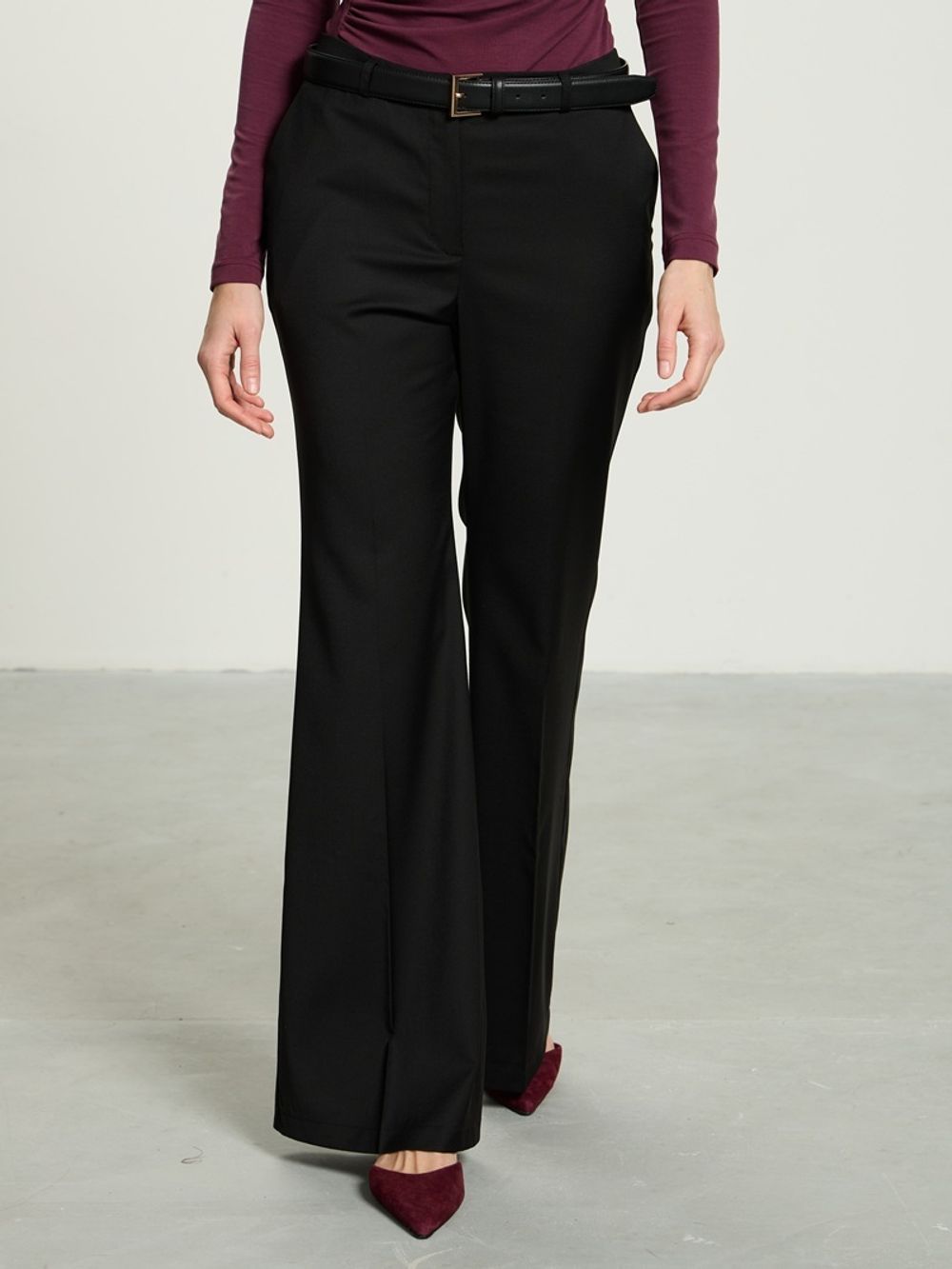 Брюки клеш черные шерсть