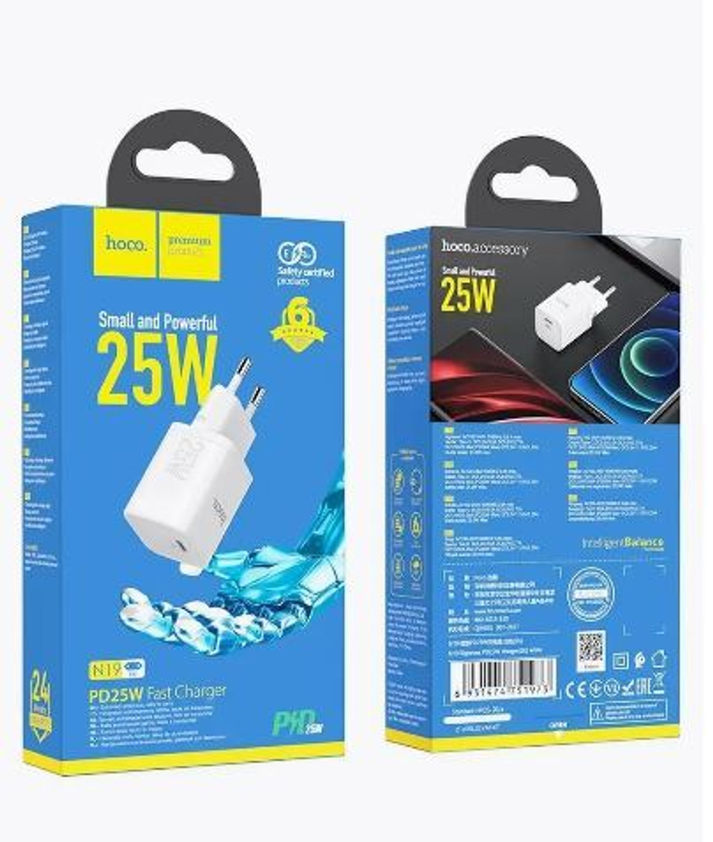 Сетевое зарядное устройство HOCO N19 1Type-C 25W 3A QC2.0/QC3.0