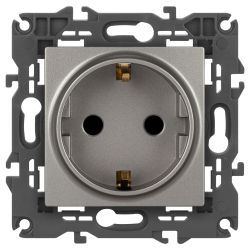 Розетка ЭРА Elegance 14-2102-16 с заземлением 2P+E Schuko со шторками 16А-250В титан