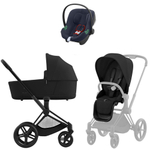 Коляска Cybex Priam IV Matt Black complete Aton B2 Bay Blue Base One 4 в 1 Sepia Black