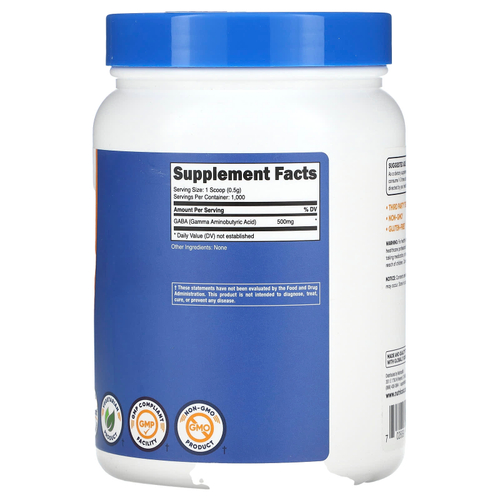 Nutricost, GABA, без добавок, 500 г (17,6 унции)