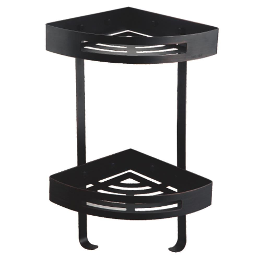 Полка AZARIO угловая двухэтажная, черная матовая (AZ-160-2B)