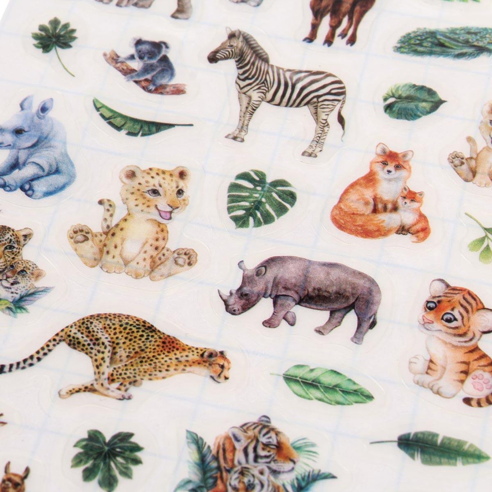 Наклейки "Дикие животные" 21,5*11см. светятся в темноте