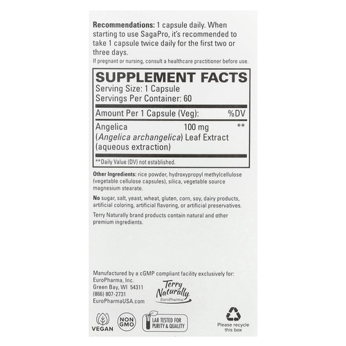 Terry Naturally, SagaPro®, здоровье мочевого пузыря, для мужчин и женщин, 60 капсул (100 мг на капсулу)