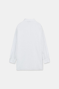 ZARA РУБАШКА OVERSIZE В ПОЛОСКУ, БЕЛЫЙ/ЧЕРНЫЙ