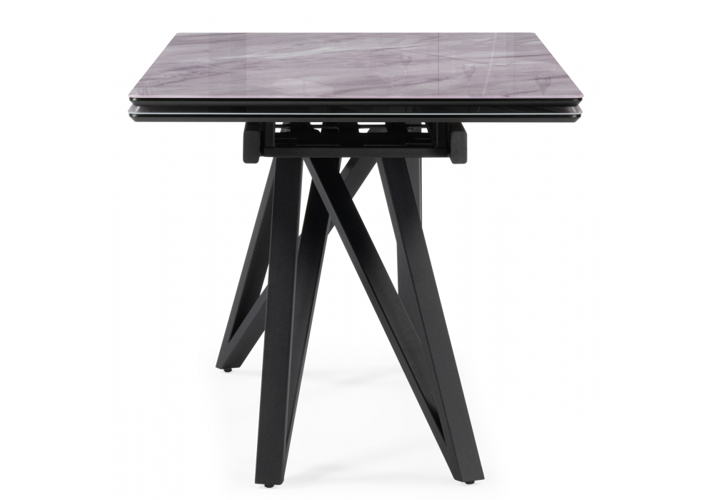 Стол стеклянный Woodville Вилсон 140(200)х80 серый мрамор, черный, ножки черные