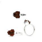 Кольцо Закрытый бутон с вишневым янтарем