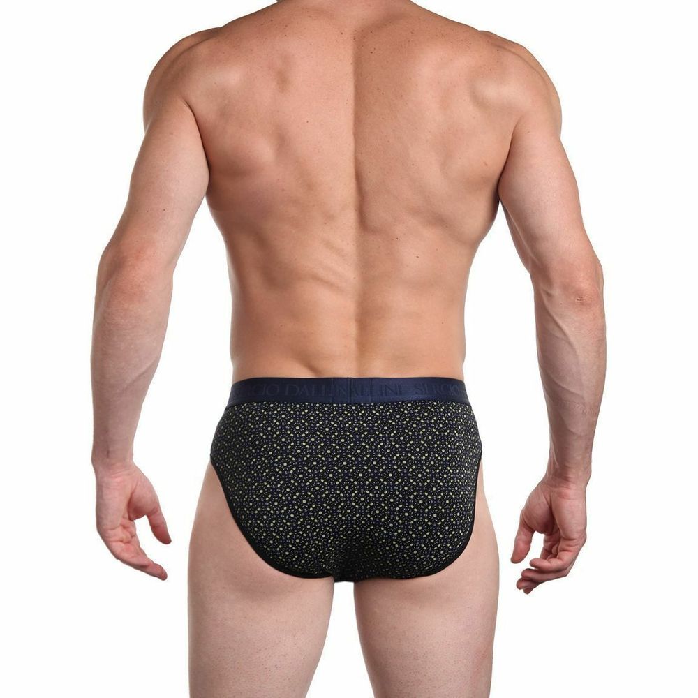 Мужские трусы брифы черные с узором Sergio Dallini SG2933-1
