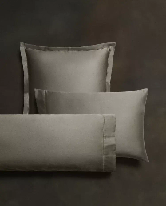 ZARA HOME (300 НИТЕЙ) НАВОЛОЧКА ИЗ ХЛОПКА, ЗЕЛЕНЫЙ