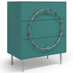 Комод Арт Колор matte Стайл Сильвер с 3 ящиками Пастельно-синий матовый