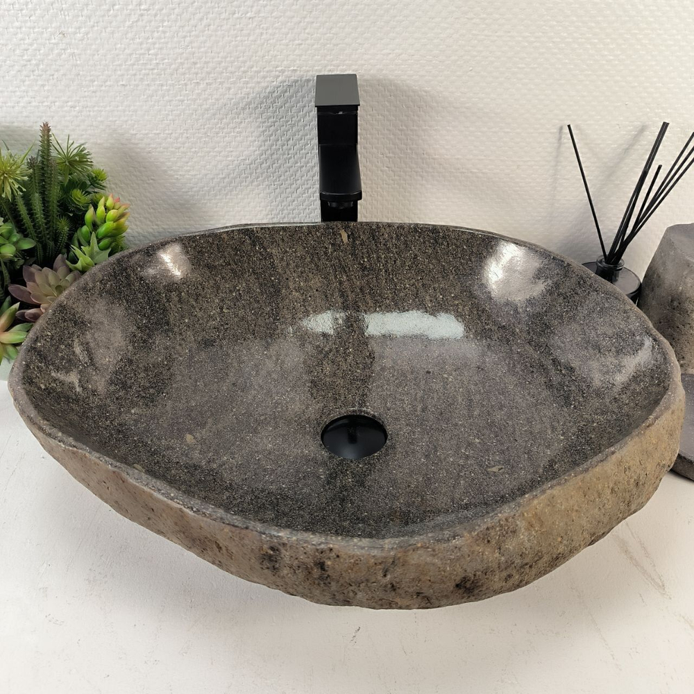 Каменная раковина из речного камня RS-05279 (56*44*16) 0862 из натурального камня